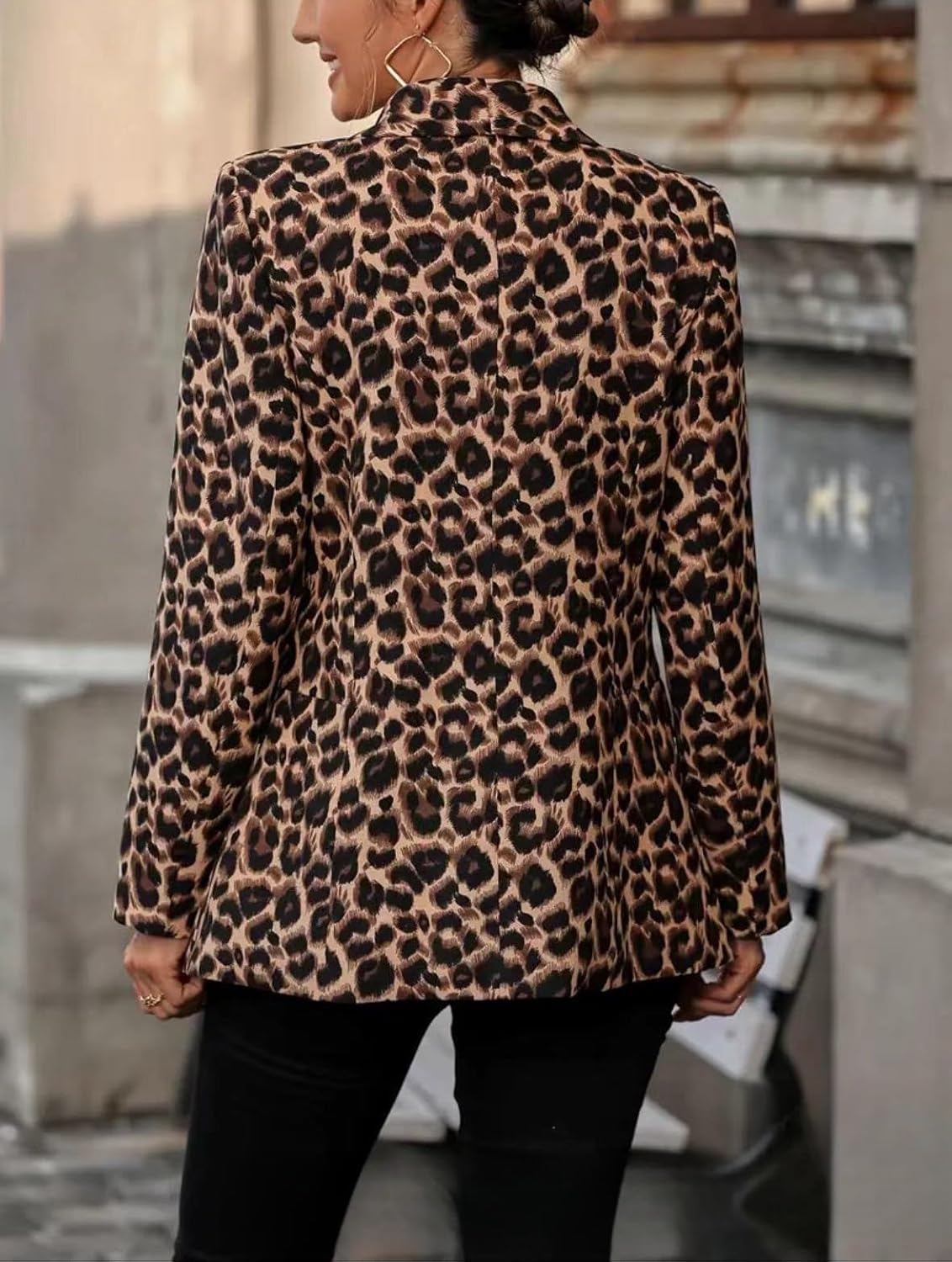 utcoco Women 2025 Fashion Leopard Blazers Business Casual Open Front Blazer Work Office Suit Jackets with Pockets
