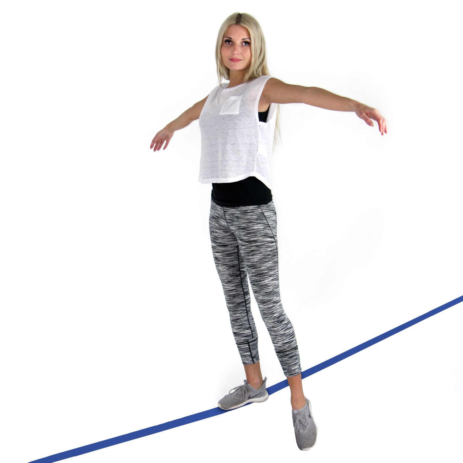 ALPIDEX Slackline 15 m para principiantes y expertos , Carga máxima 2 toneladas , Incl. una bolsa de transporte, Color:azul