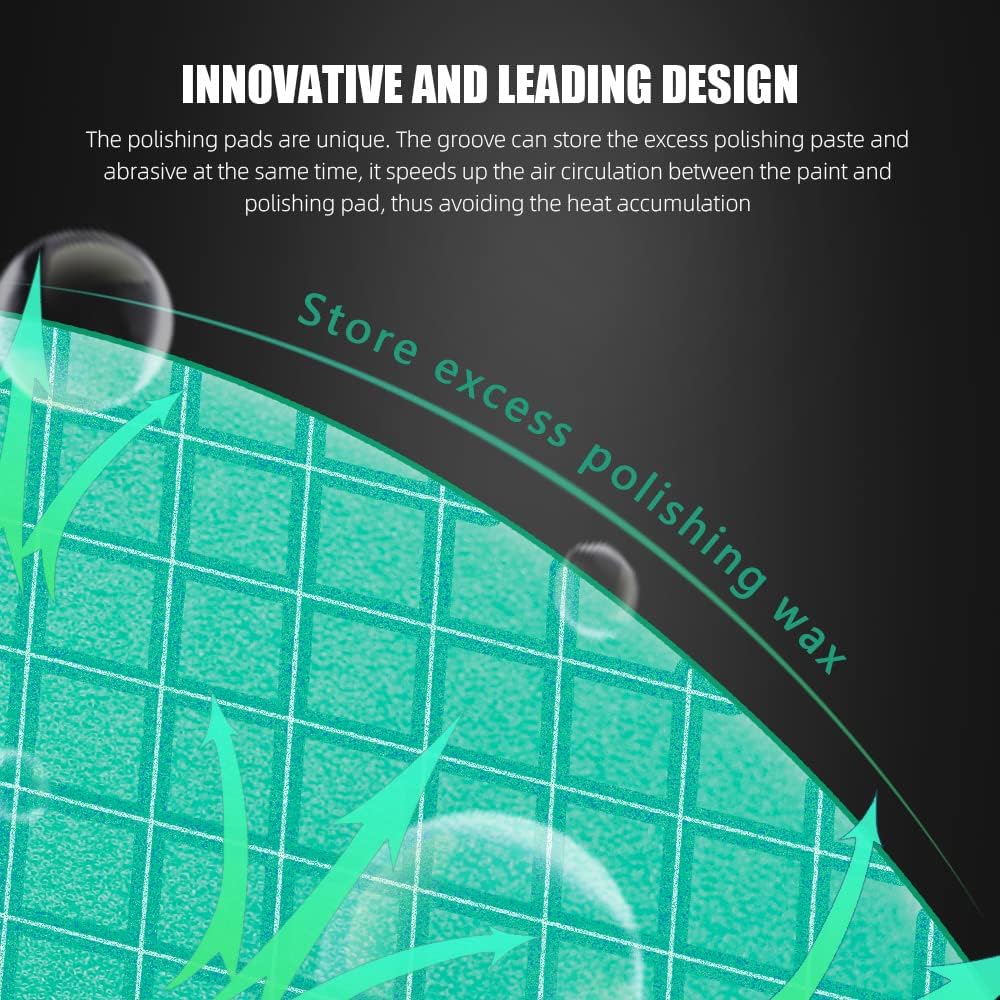 Green Heavy Cut Pad, Buffing Polishing Pads, SPTA 3Pcs 6.5 Inch Face for 6 Inch 150mm Backing Plate Compound Buffing Sponge Pads for Car Buffer Polisher Compounding, Polishing and Waxing -FPTSS6G-3 3Pcs Green T120 Heavy Cut 6.5inch