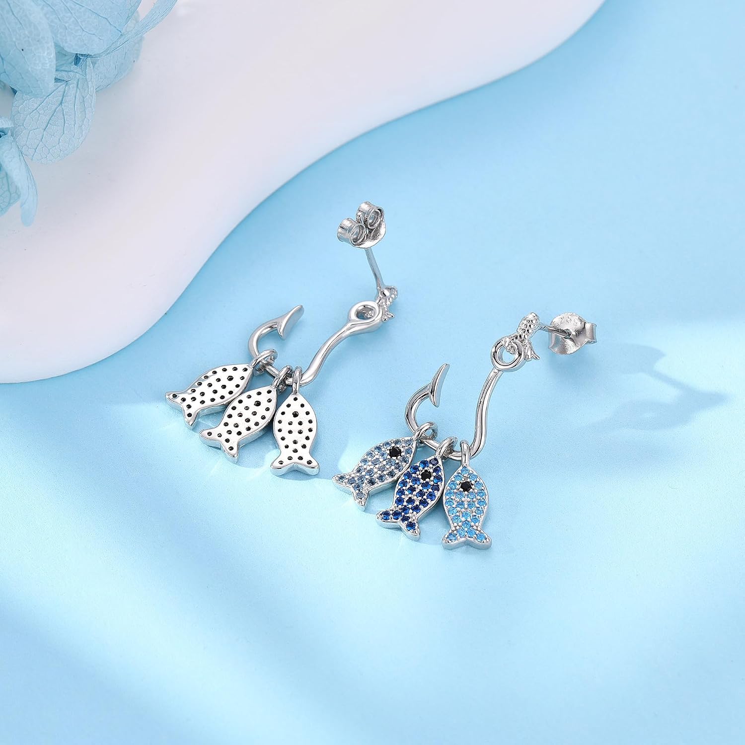 Sterling Silver Mushroom/Cherry/Chicken/Daisy/Horseshoe/Fish/Cat Stud Earrings Animal Jewelry for Women