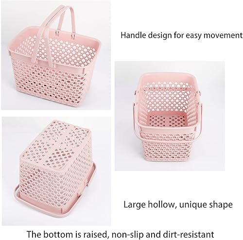 Miniatura 4 de Anyoifax Cesta portátil para ducha, cesta de almacenamiento de plástico con asa, organizador de baño, despensa, cocina, dormitorio universitario,
