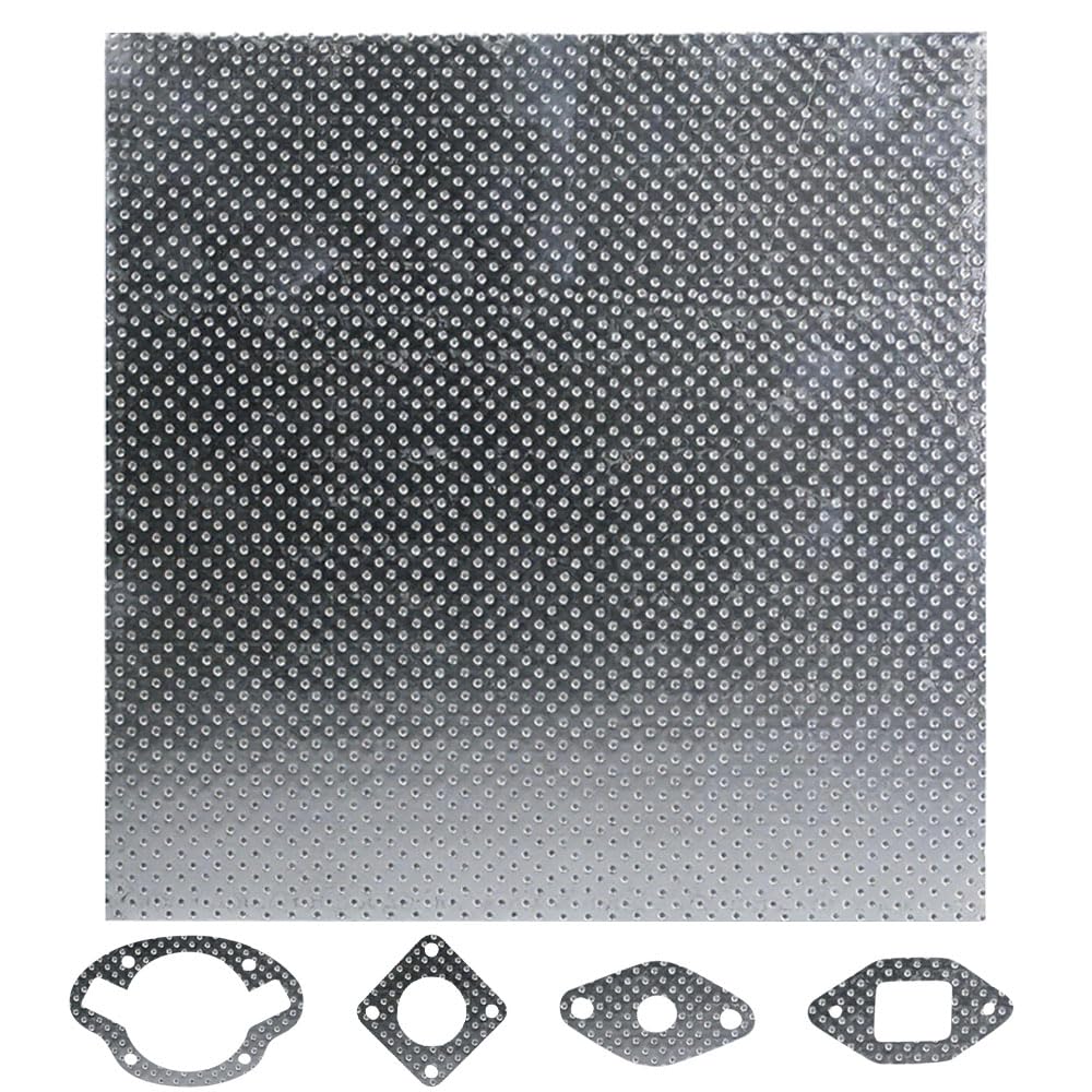 Fogli Guarnizione di Scarico Collettore Spessore 1,8 mm Dimensioni 20x20 cm, Carta per Guarnizioni di Scarico in Metallo, Carta Guarnizione Collettore, Tagliabile per Auto Moto Tosaerba Motore