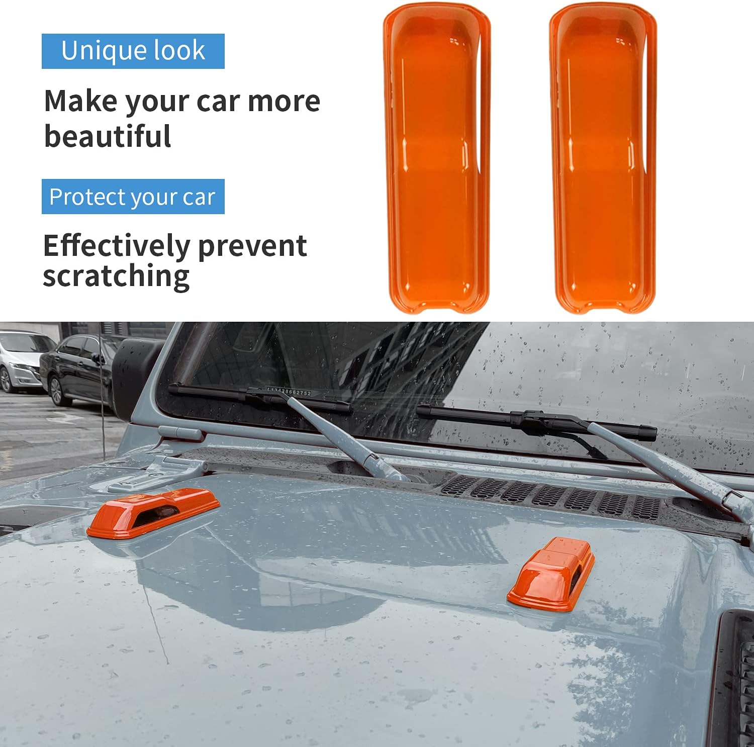 Engine Hood Hinge Cover External Decoration Accessories Compatible with 2018-2021 Jeep Wrangler JLU JL Sport Sahara Freedom Rubicon Unlimited, 2020 2021 Gladiator JT 2-Door and 4-Door - Orange image 2
