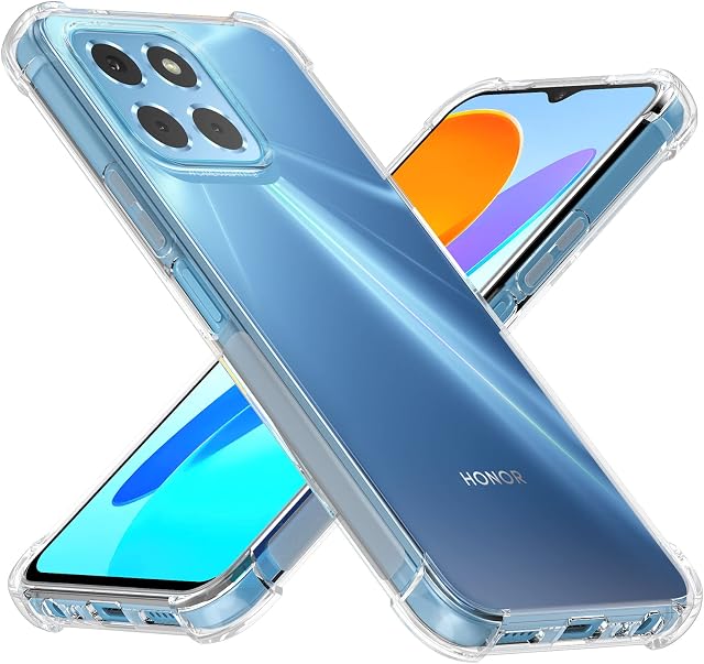 Cresee Case for Honor X6 4G / Honor X8 5G 6.55 Inches (Not for X8 4G) Crystal Clear Cover with Reinforced Corner Bumper Slim Fit Shockproof Flexible TPU Phone Case, Transparent