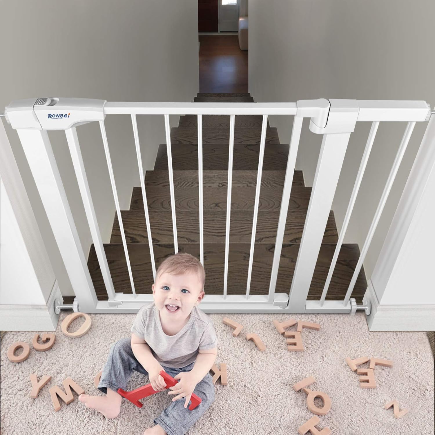 Black Friday - 40% OFF RONBEI Baby Gate for Stairs and Doorways, 35''-37.8''/ 29.53''- 32.28'' Auto Close Indoor Safety Gates for Kids/Dogs, Easy Walk Thru Metal Child Gate with 5.5'' Extension,4 Mounting Kit Best Cyber Monday 🔥 RONBEI Baby Gate for Stairs and Doorways, 35''-37.8''/ 29.53''- 32.28'' Auto Close Indoor Safety Gates for Kids/Dogs, Easy Walk Thru Metal Child Gate with 5.5'' Extension,4 Mounting Kit