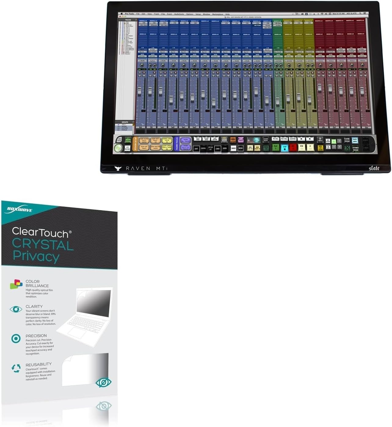 BoxWave Screen Protector Compatible with Slate Digital Raven MTi2 - ClearTouch Crystal Privacy (2-Pack), Privacy Screen Protector Flexible Film Clear