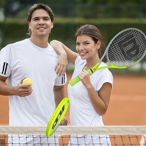 Miniatura 7 de LUNNADE Raqueta de tenis para adultos de 27 pulgadas, raqueta de tenis de fibra de carbono a prueba de golpes, ligera, pre-cordada y con empuñadura,