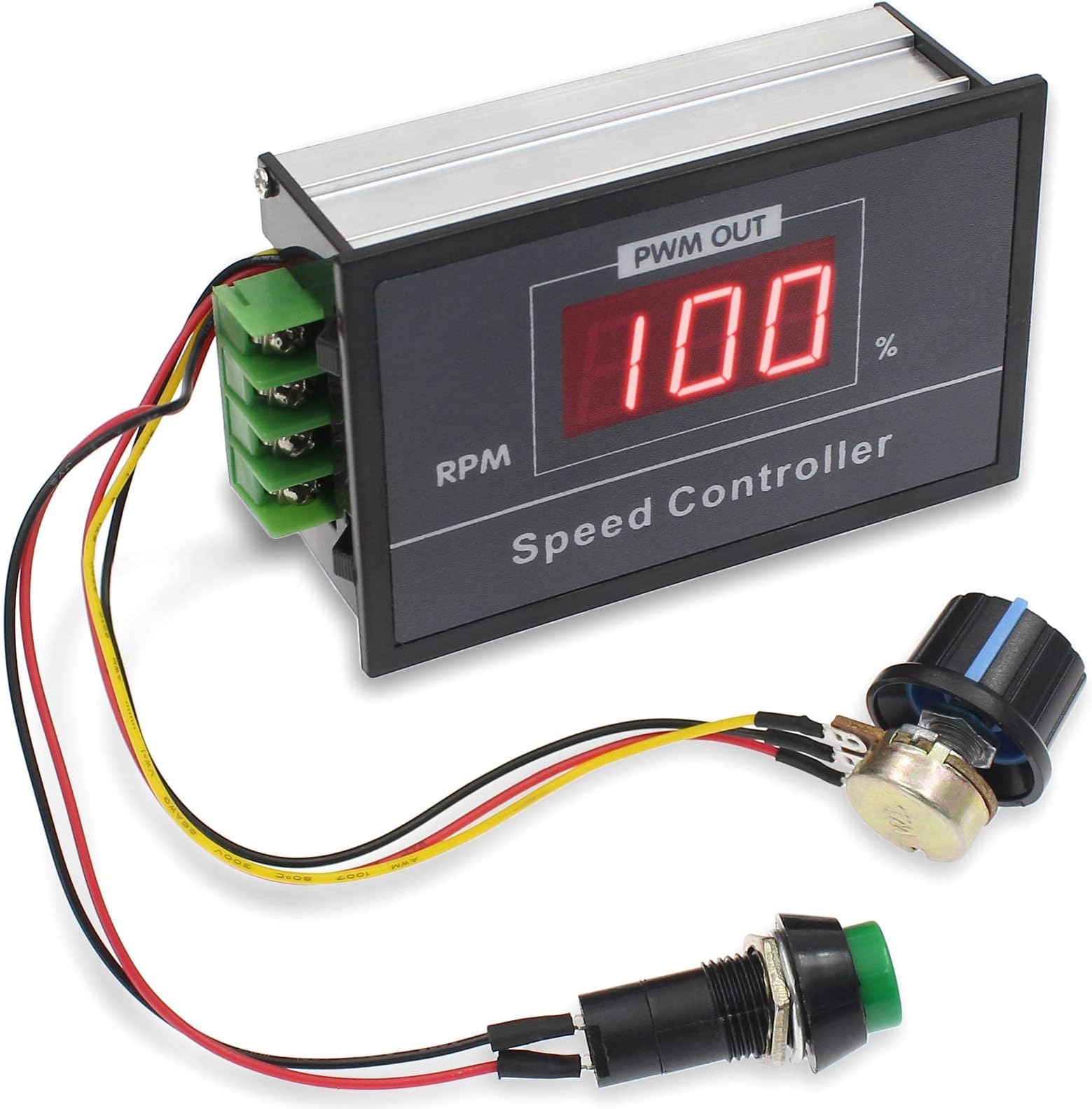 MAKINGTEC PWM DC Motor Speed Controller DC6-60V 6V/ 9V/ 12V/ 18V/ 24V/ 36V/ 48V/ 30A, PWM DC Motor Stepless Speed Regulation Start Stop Switch with Digital Display