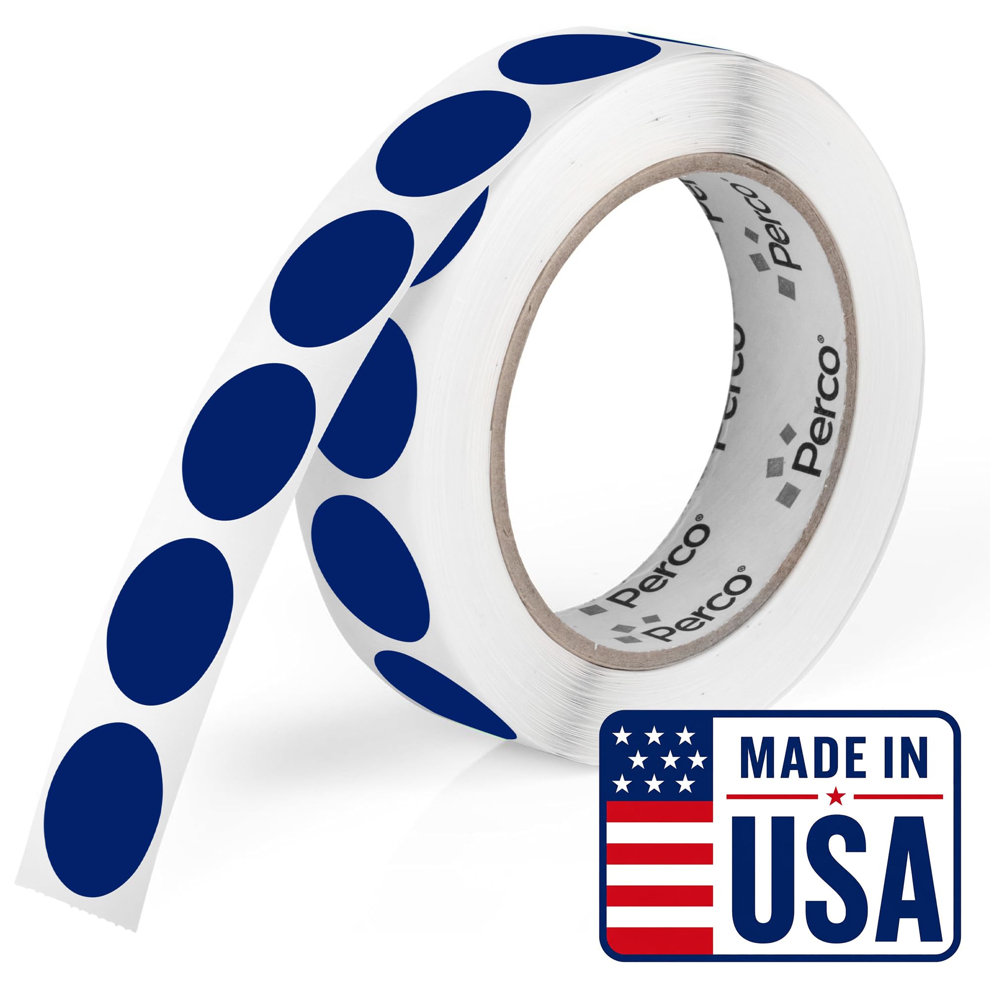 Perco Dark Blue Round Circle Dot Sticker 1-Inch Labels with Easy-Tear Perforation, 1,000 Stickers per Roll - File Labels, Category Tags &amp; Inventory Systems, Strong Adhesive - Made in USA