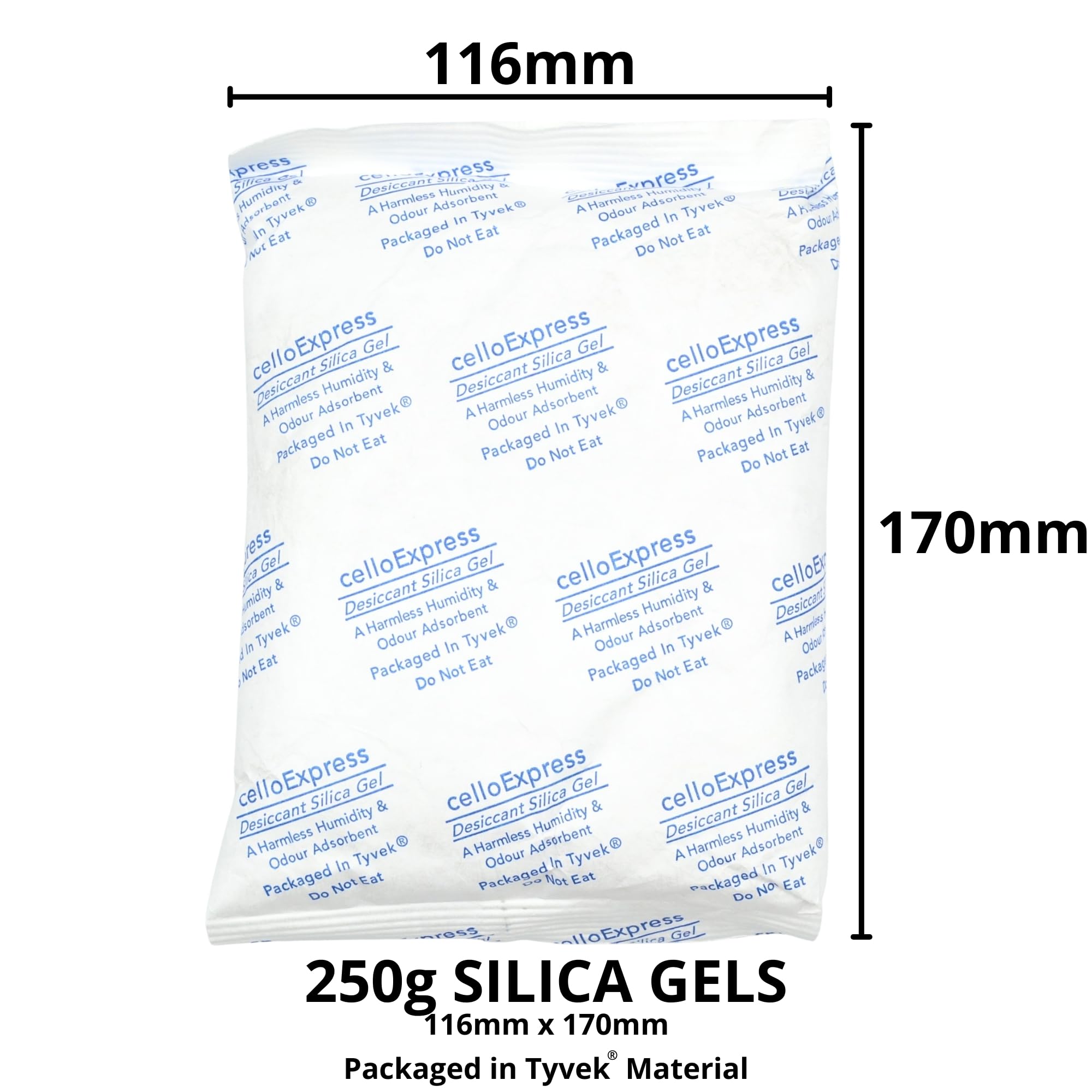 Bustine di gel di silice, 250 g, confezione da 2 pezzi; peso totale: 500 g