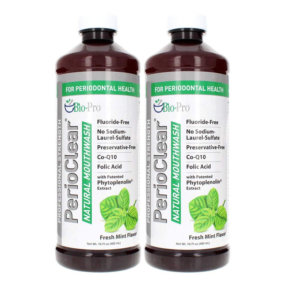 Bio-Pro PerioClear Alcohol-Free Mouthwash - TWO 16 oz Bottles