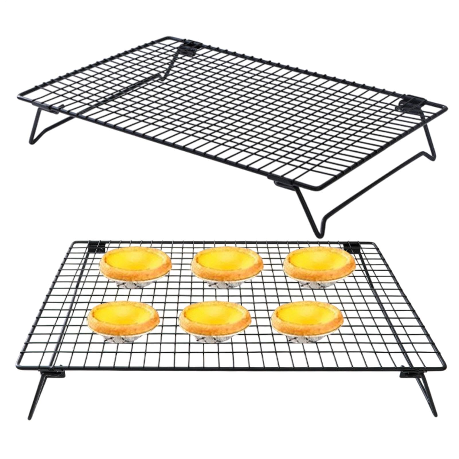 Cake Cooling Rack, Cooling Rack, Portable Sleek Stackable, Sturdy Decorative Carbon Steel, Kitchen Rack for Baking, Indoor, Outdoor, Present, Grilling, Roasting, 34 x 24 x 5.7 cm