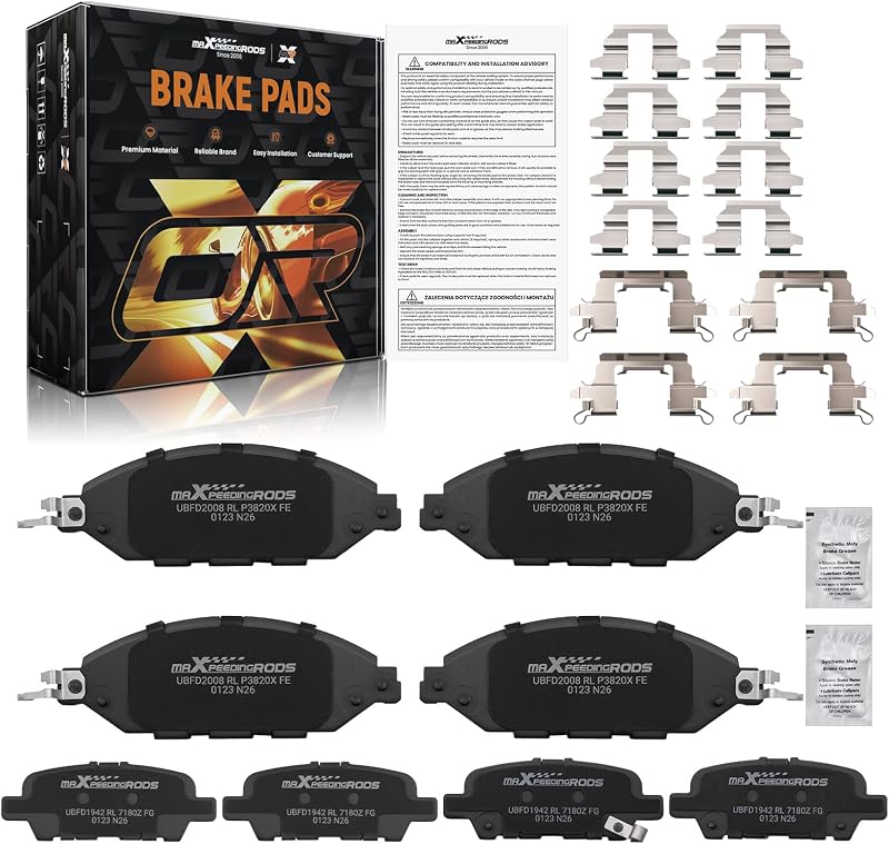 Pastilhas de freio dianteiras e traseiras maXpeedingrods D1649 D1415 para Nissan Pathfinder – 8 unidades