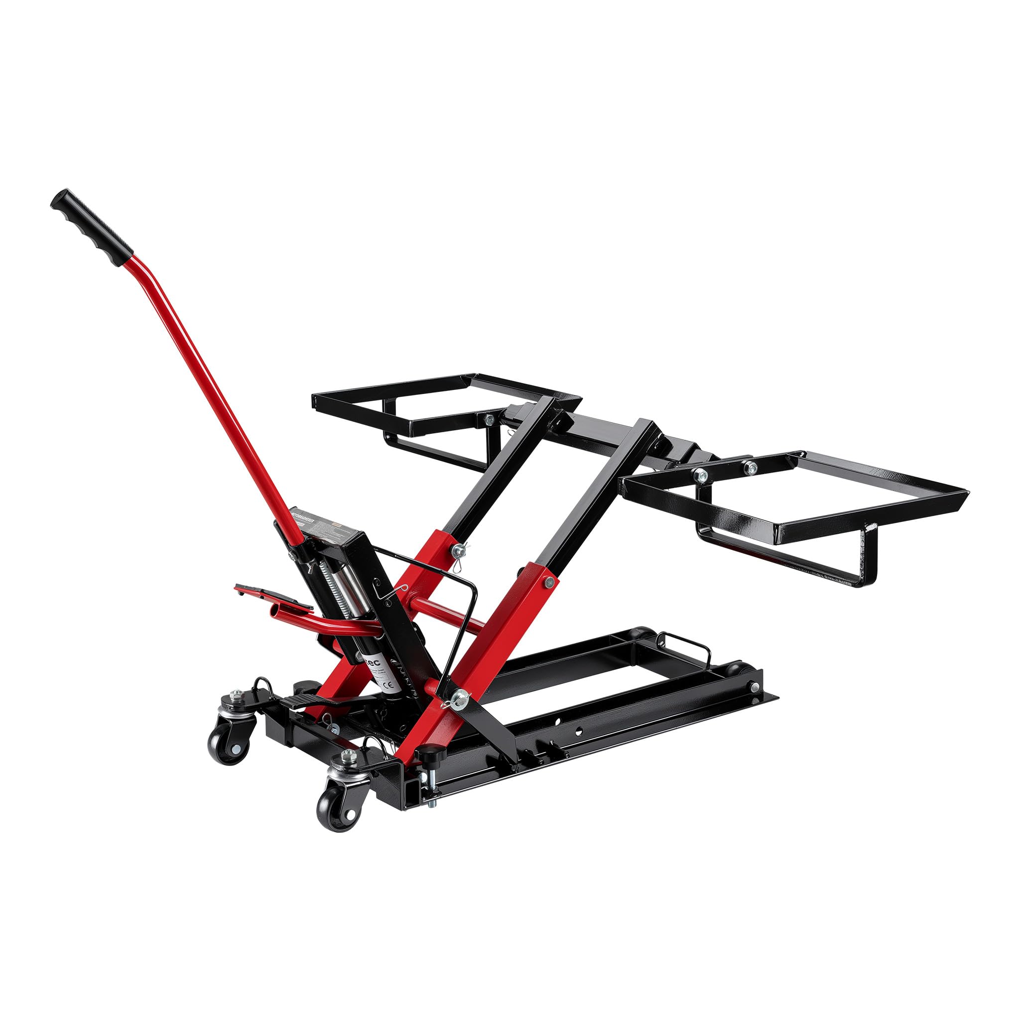 Wiltec Elevador hidráulico 3 en 1, elevación de Motos hasta 300 kg, Altura de elevación de quads hasta 53 cm, Plataforma elevadora móvil para ATV, cortacéspedes, Motocicletas