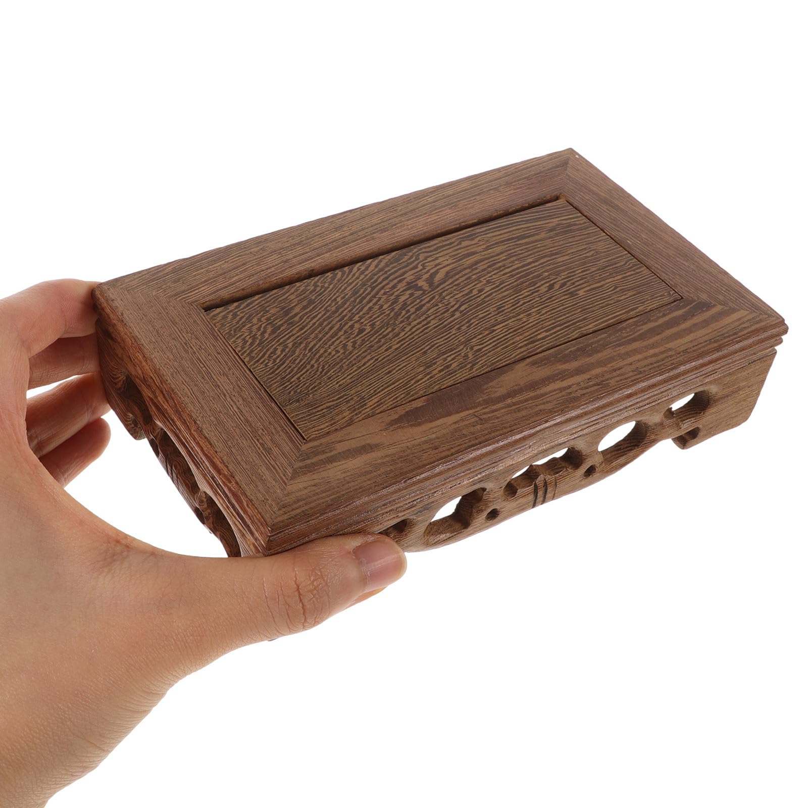 Base de Madera Decorativa Rectangular 15x9x3,8 Cm, Pedestal Artesanal de Madera para Exhibición de Figuras y Macetas, Soporte Retro Ecológico para Decoración del Varios estilos