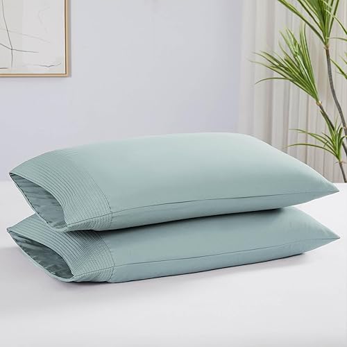 Southshore Fine Linens Vilano Springs - Par de fundas de almohada plisadas, hueso, tamaño King