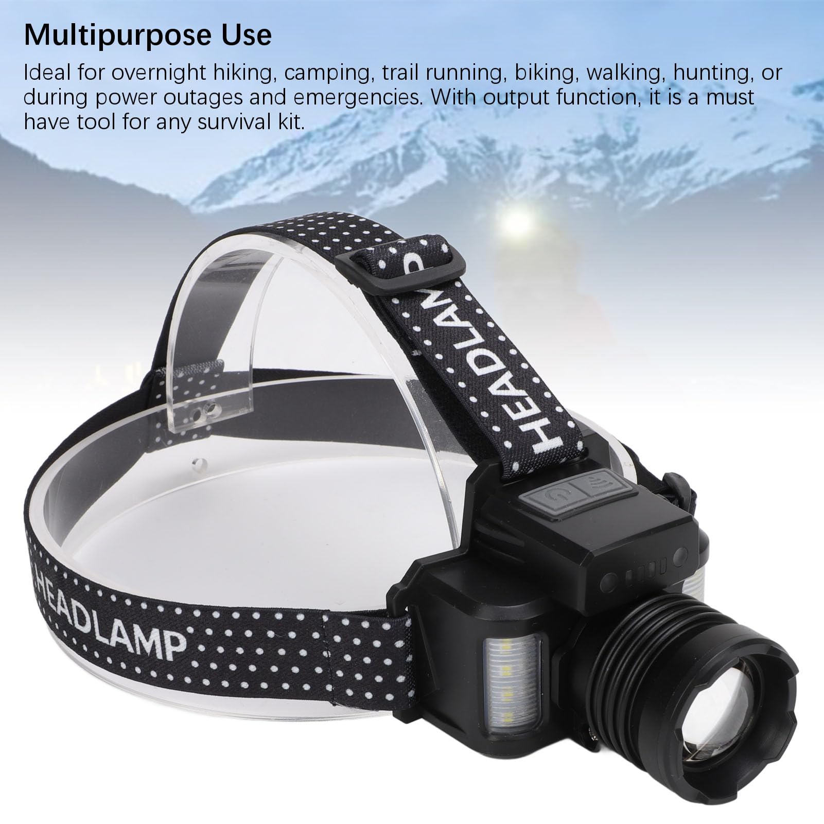 Lampada frontale ricaricabile a LED, 30 W di tipo C, torcia frontale a LED con sensore intelligente, per adulti, escursionismo, campeggio
