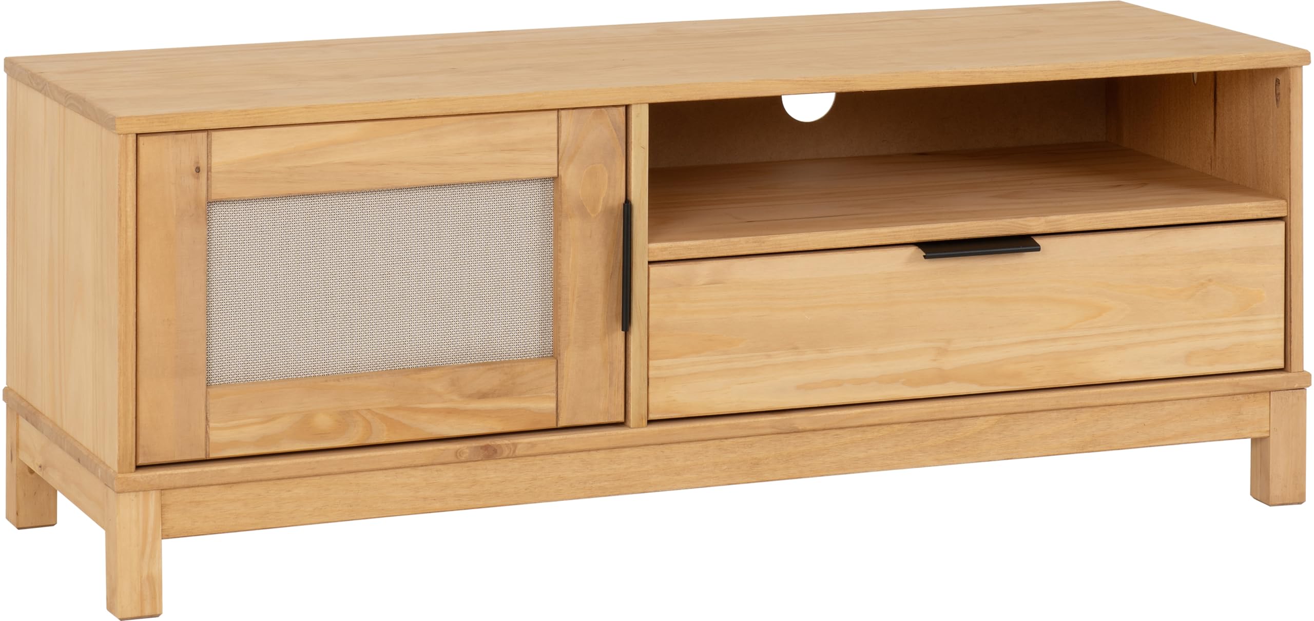 Seconique Corona TV Unit - Single Door Single Drawer - Wax Pine Rattan - Living Room Furniture