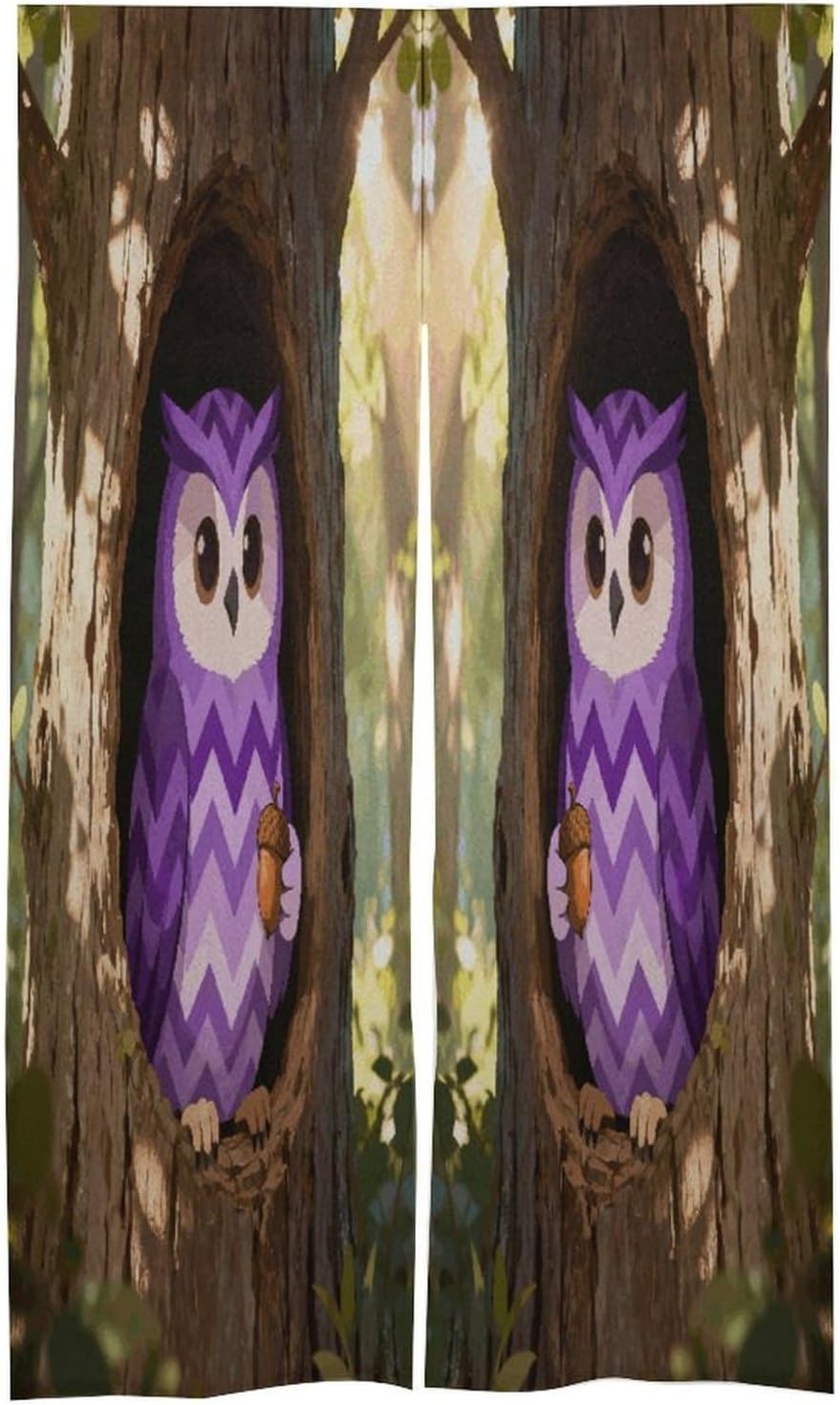 The Owl's Tree Hole Symmetrical Pattern Door Curtain Fabric Hanging Curtain Decorative Symmetric Door Curtain Privacy Partition for Home Bedroom Kitchen Decor