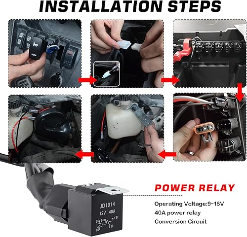 Miniatura 6 de Kit de bocina ruidosa UTV, kit de bocina RZR con interruptor basculante de 12 V para Polaris RZR Ranger, PRO XP, Can Am, hasta 2021