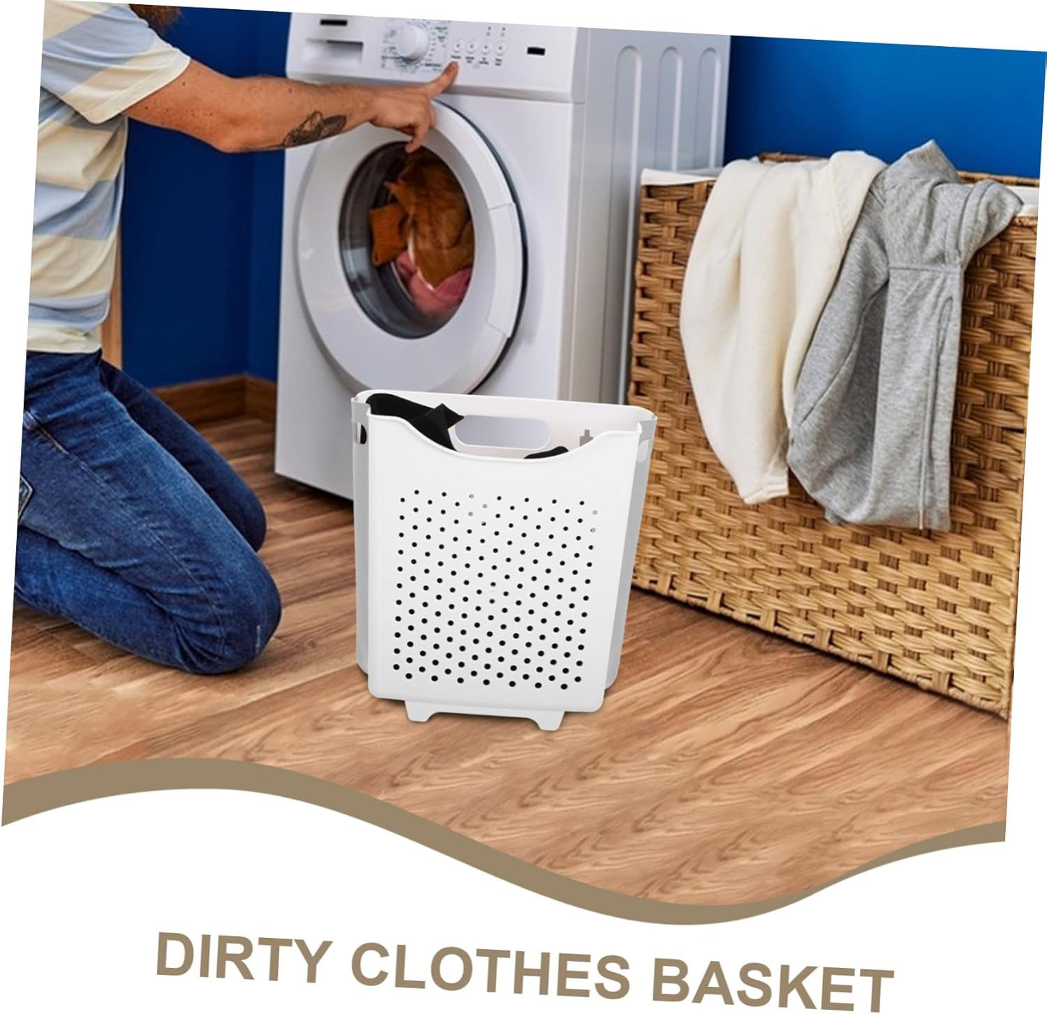 Collapsible Wall Mounted Laundry Basket Saving Clothes Hamper for Bathroom Laundry Room Organization with and Storage