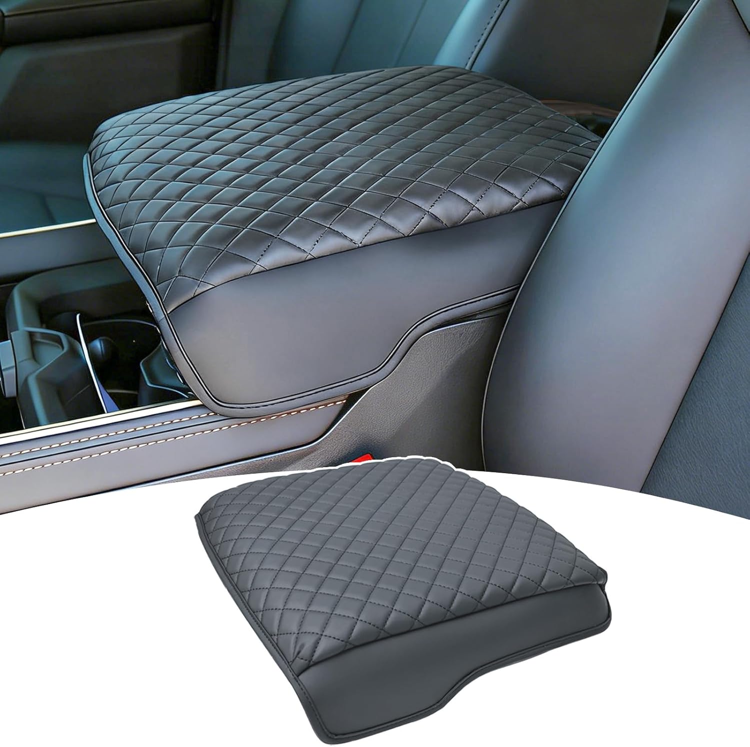 PIMCAR Center Console Cover for 2019-2025 2026 Dodge Ram 1500 2500 3500 Accessories Comfortable Leather Armrest Cushion Anti Scratch Waterproof Console Protector(Bucket Seat Only)