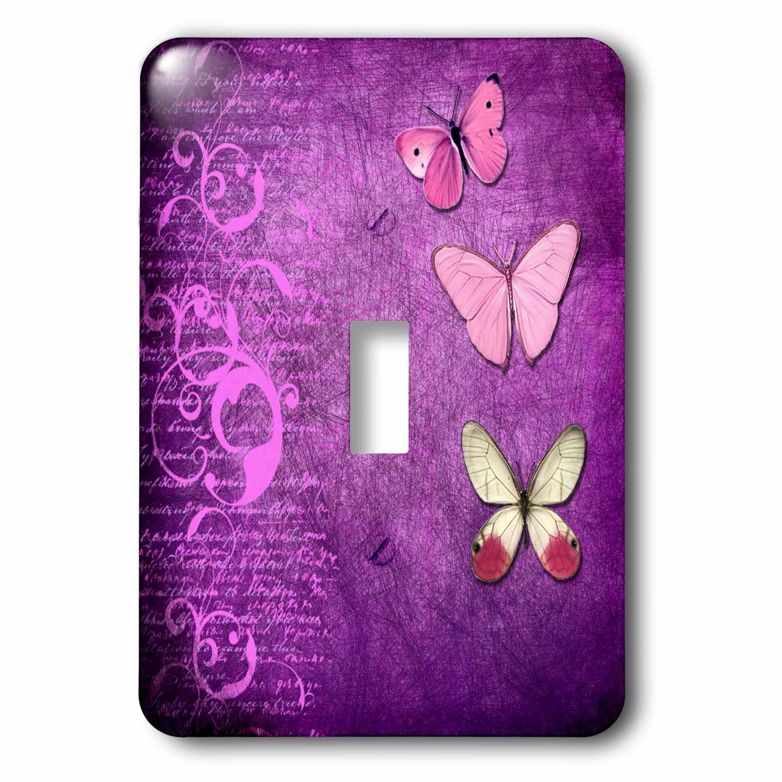 Interrupteur simple violet 3dRose lsp_254093_1 avec motif artistique de papillon colore