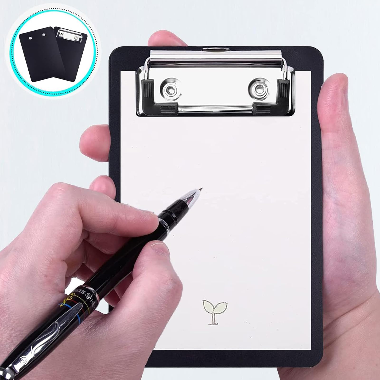 Mini Clipboard, 10 x 15 cm Plastic Clipboard, Small Clipboards with Pen Holder for Notepads Receipts, Pocket Lists (Black, 2 Pack) - Image 2