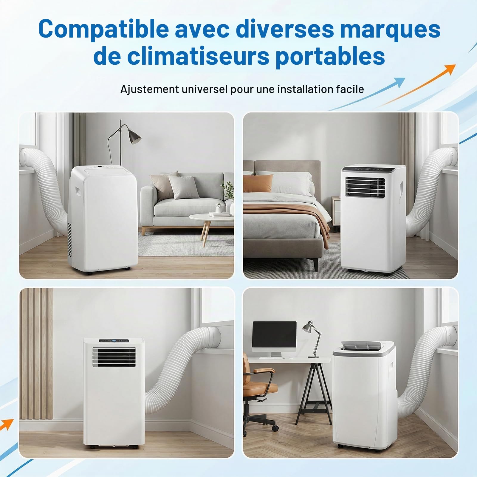 Tuyau Climatiseur Mobile, Diamètre 150mm Longueur 2M, Filetage à Gauche/Anti-Horaire, Tuyau Rallonge Souple en PP avec Armature Acier, Évacuation Universel pour Climatiseur Mobile