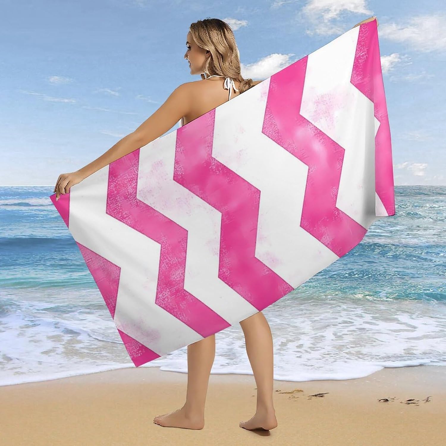 Chevrons Valentine's Day Pattern Beach Towels Oversized Jumbo Large Yoga Bath Towel for Pool Yoga Swim Body 160x80cm