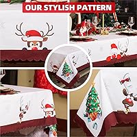 Vista 4 de Mantel rectangular impermeable de Navidad de 60 x 84 pulgadas, decoración navideña impresa para Nochevieja, mantel oblongo, tela lavable