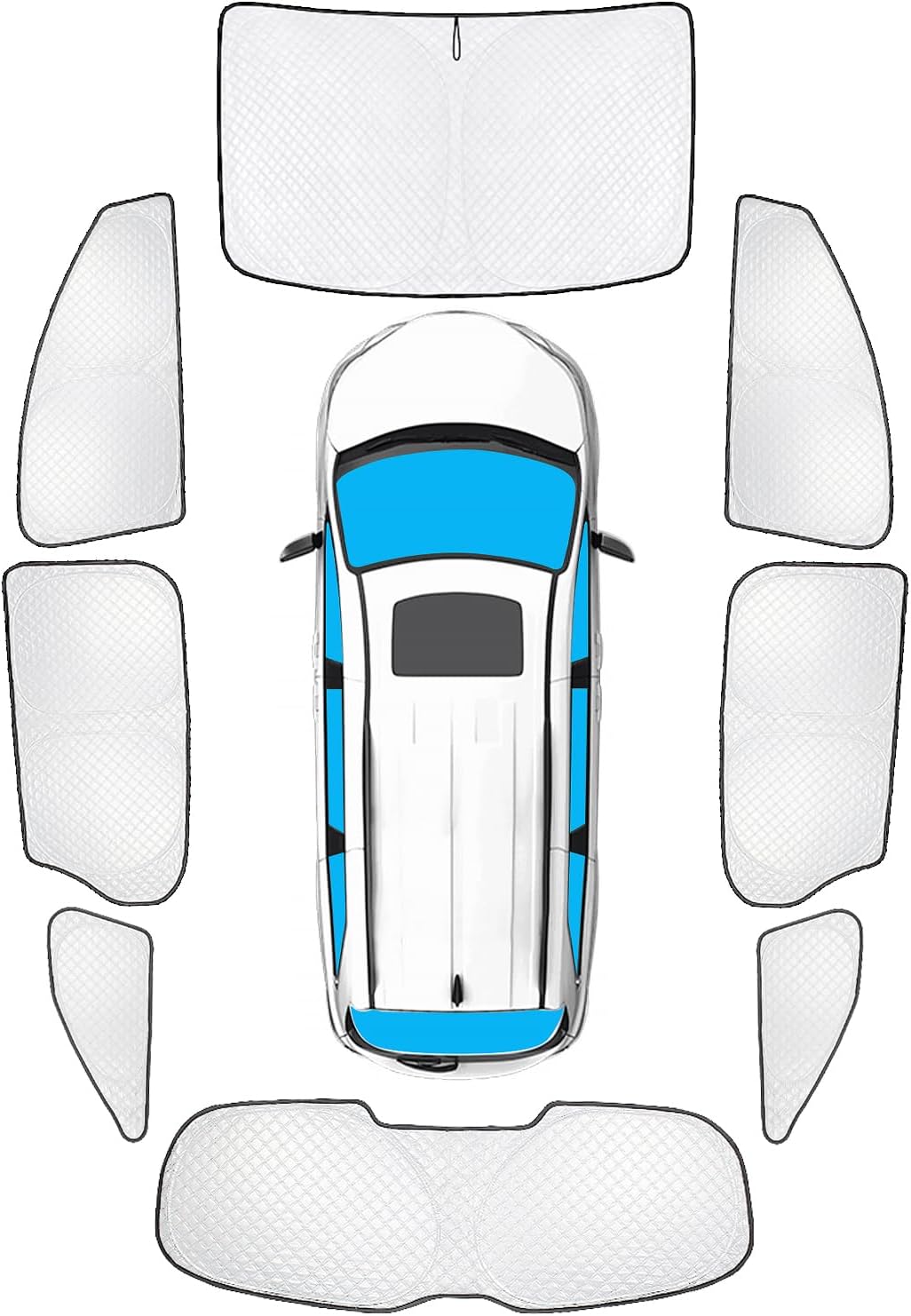 KMF 8pcs Thicken Full Window Sun Shades for Toyota Sienna 2021-2025 Accessories,Car Window Covers Sunshade for Windshield Side Rear, UV Block and Blackout Privacy for Camping Outdoor