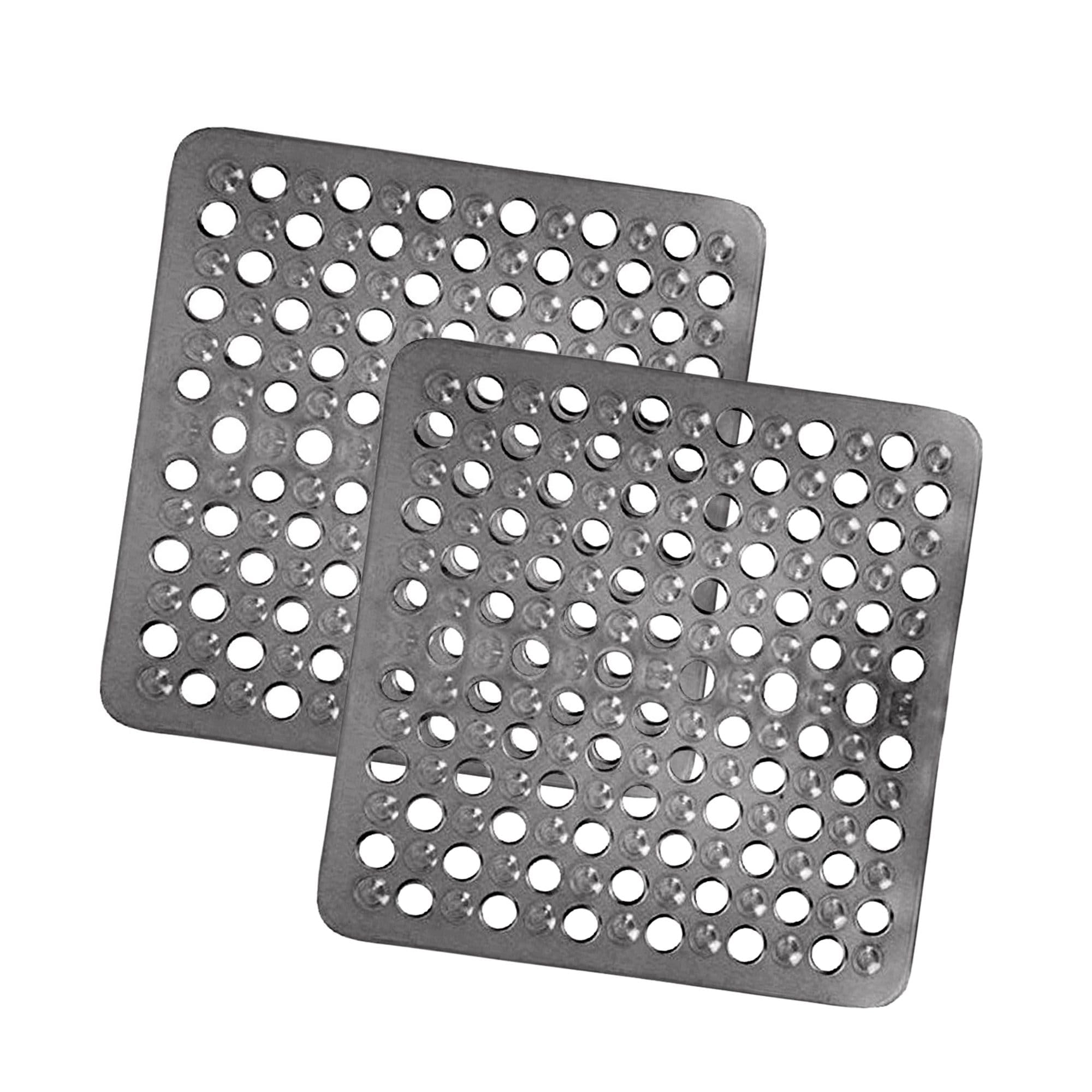 Silicone Shower Mat Non Slip Anti Mould for Inside Shower and Bath Tub with Suction Cups and water drain design. 43 X 43 cm. Safe for all, Elderly, Young and Kids. 2 PACK (grey)