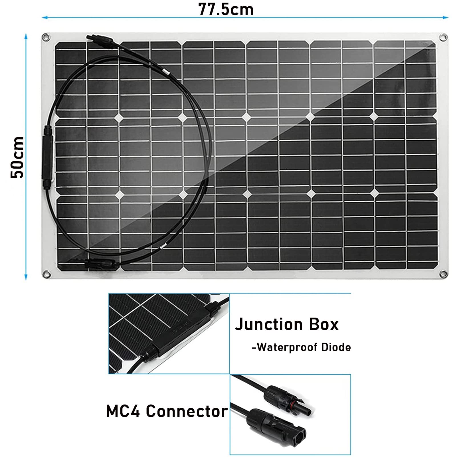 Pannelli solari fotovoltaici 200w/400w/800w, Kit di Pannelli solari Flessibili da 400w con Ricarica in Loco, 18v ad Alta efficienza per Auto, roulotte, Barche, Due Pezzi.