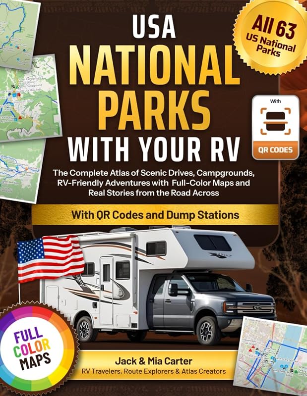 USA National Parks with Your RV: The Complete Atlas of RV-Friendly Adventures, Campgrounds & Dump Stations With Full-Color Maps, and Real Stories from the Road Across All 63 National Parks