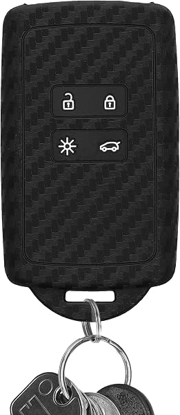kwmobile Custodia Compatibile con Renault con 4 tasti Smart Key (solo Keyless Go) - Cover Chiavi Auto Protezione Copri Telecomando - Copri Chiave Silicone Effetto Carbonio - 3