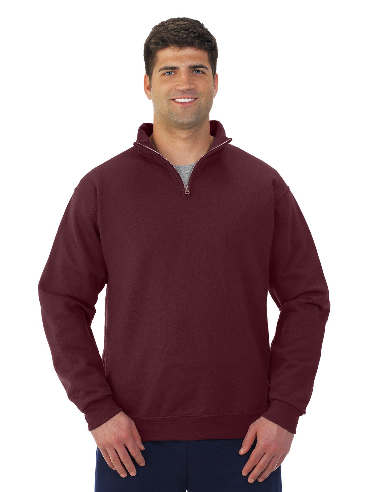 Jerzees Adult 8 oz. NuBlendĀ® Quarter-Zip Cadet Collar Sweatshirt L MAROON