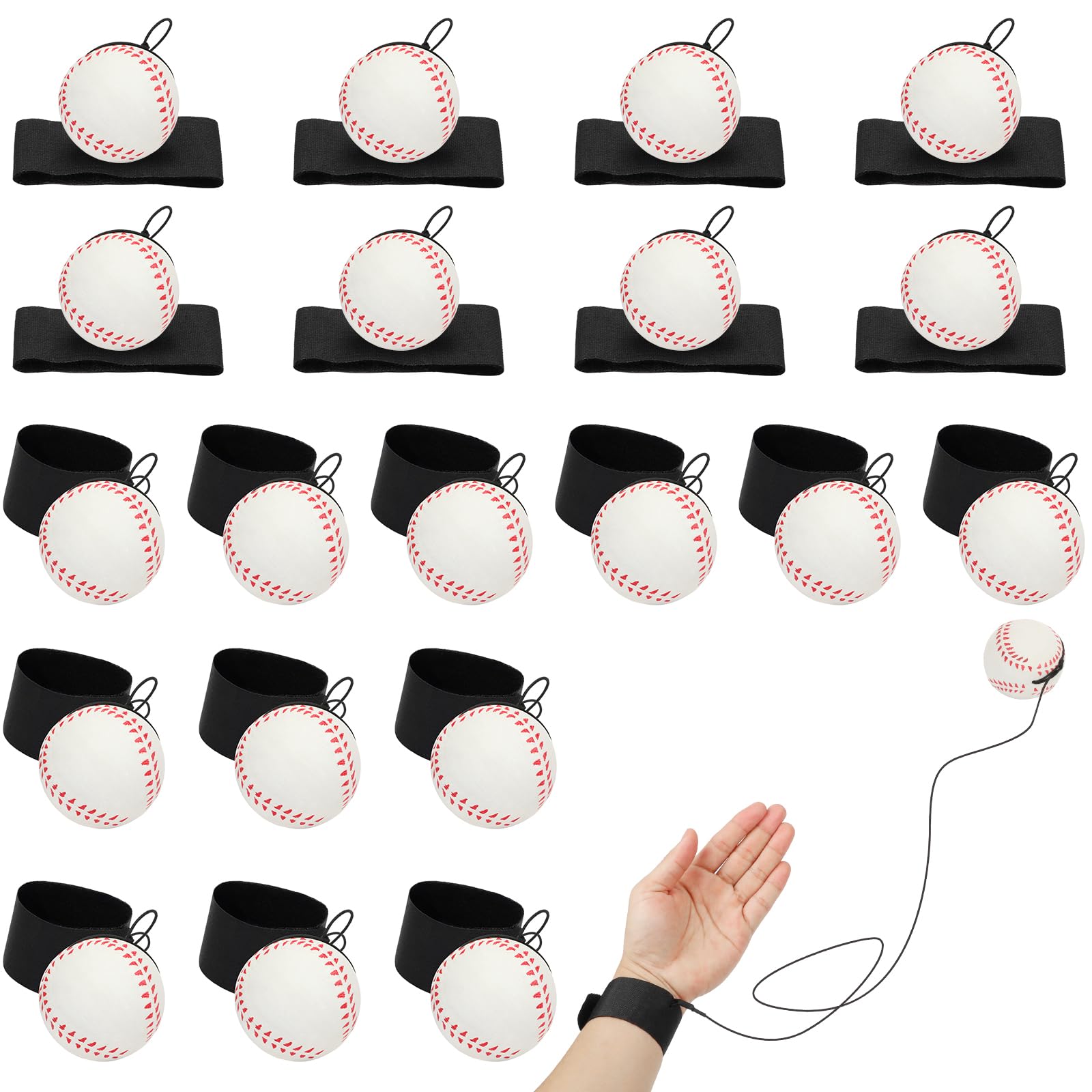 Pelota de muñeca para adolescentes con banda elástica ajustable y goma de alta densidad 8