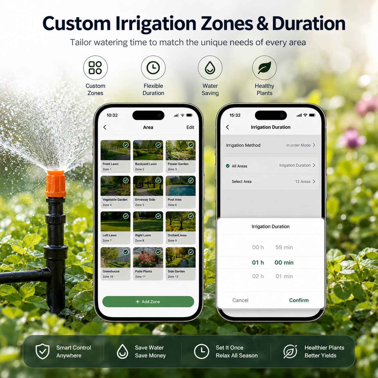 Computer di irrigazione Wi-Fi a 12 zone: controllo intelligente di irrigazione con WiFi e app 2.4G/5G, compatibile con Alexa e Google Assistant, irrigazione automatica del giardino con ritardo della