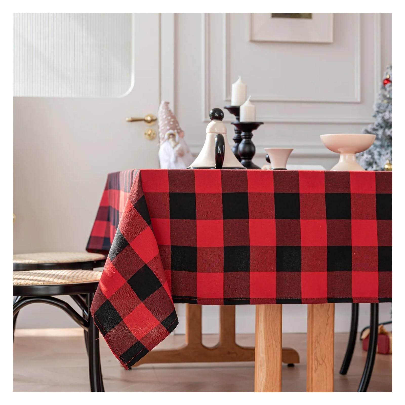 BTGYTTKL Checkered Tablecloth Red Black Buffalo Plaid Tablecloth Dust-Proof Wrinkle Resistant For Family Dinner Party Kitchen Classic Farmhouse