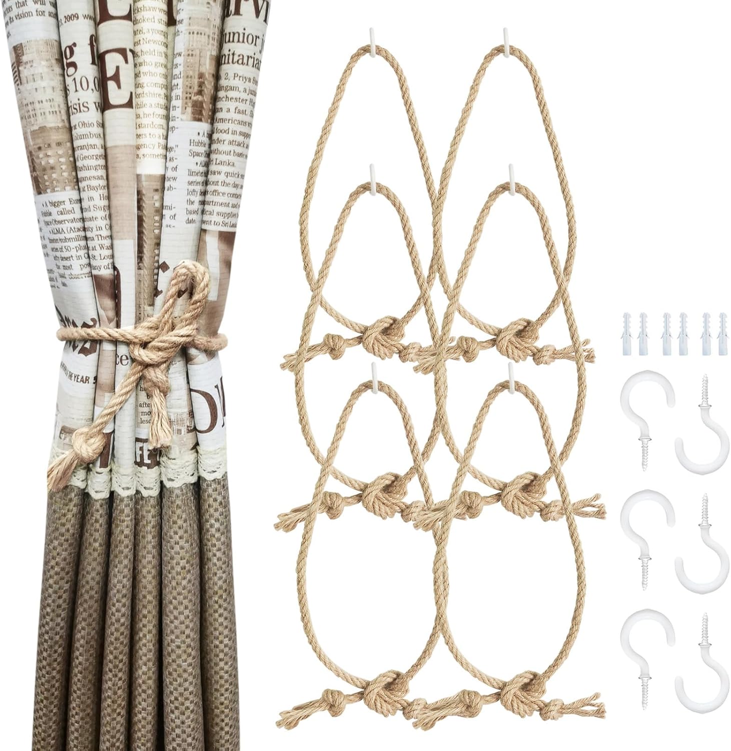 Amazon.com: SLIFEOW Adjustable Curtain Tiebacks Rope 6 Pack, 35 Inch