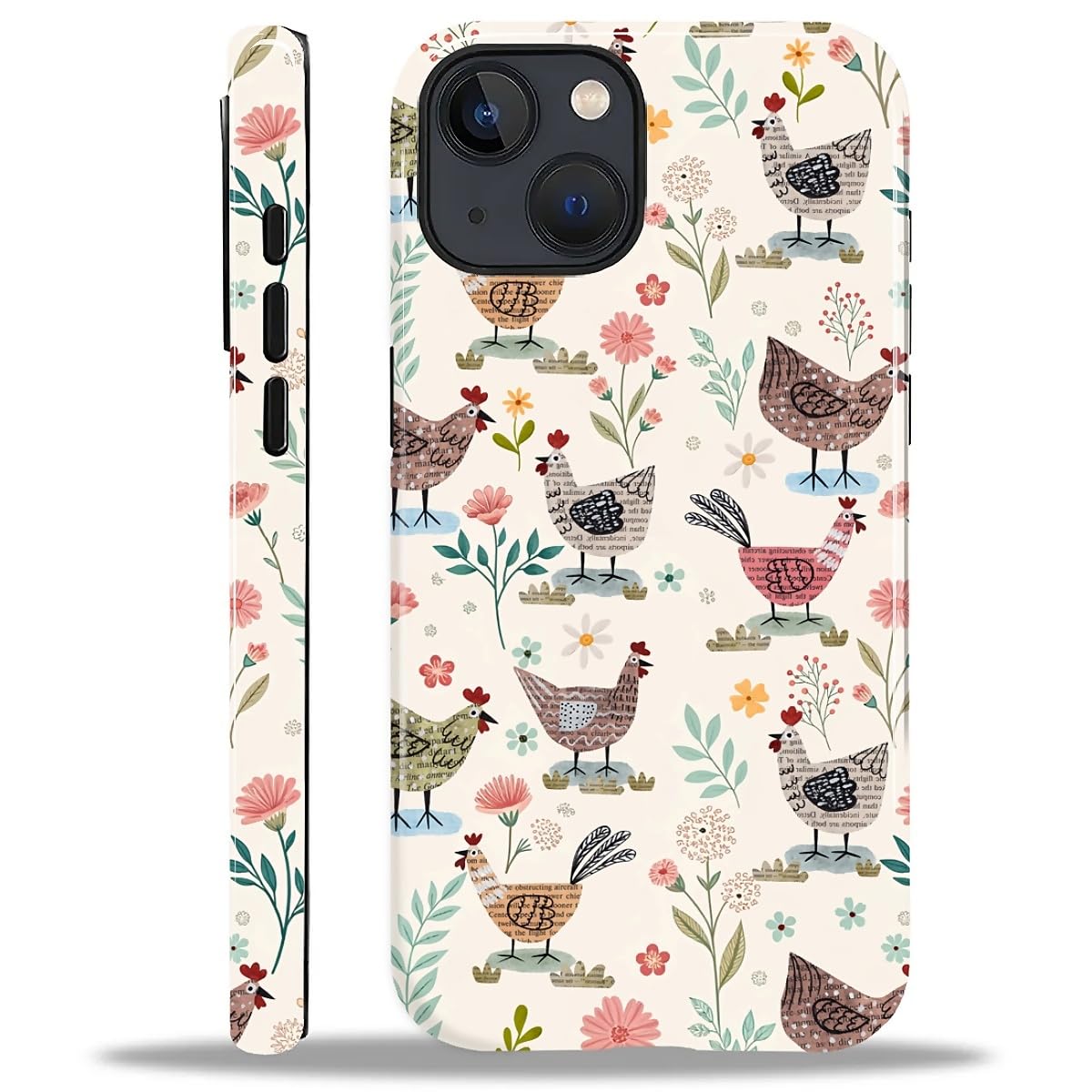 ZHEGAILIAN Case for iPhone 13 14,Chicken Farmhouse Animal Rooster Durable Shockproof Silicone + Hard PC Protective Cover with Stylish Pattern Design