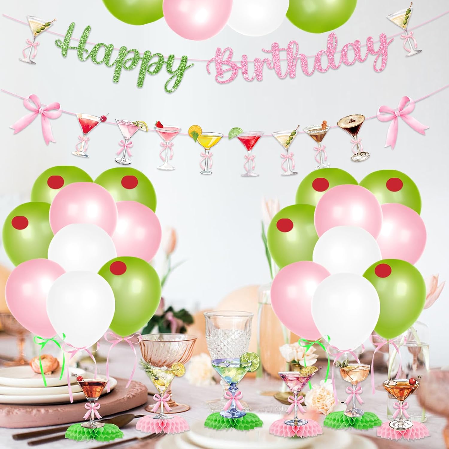 Martini Birthday Party Decorations - Martini Birthday Banner Martini Bar Centerpiece Tini Bar Balloons Martini Themed Party Supplies