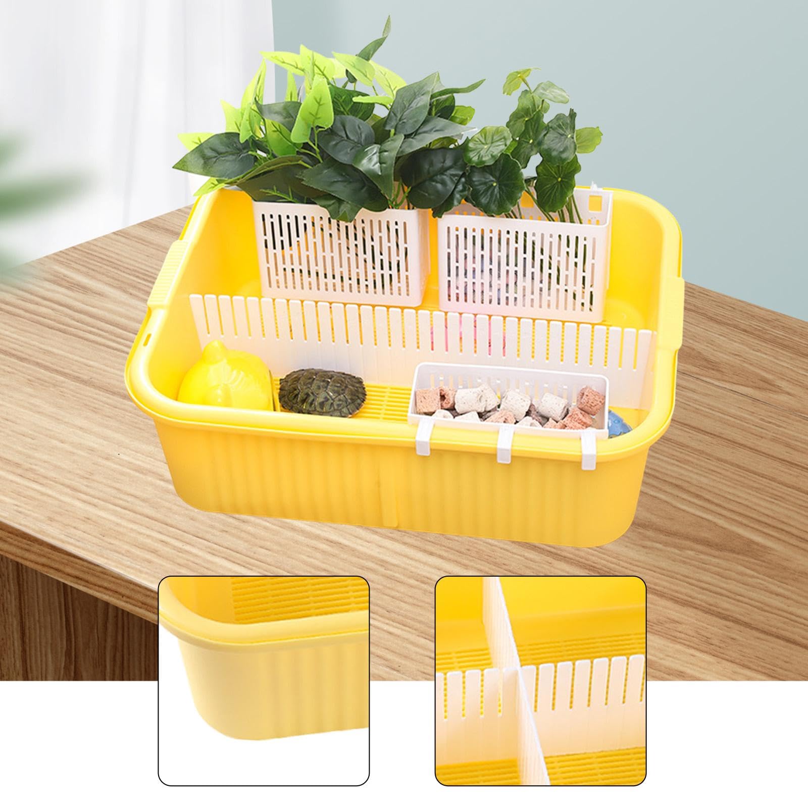 perfk Tanque para Tortugas, bañera para Tortugas, Suministros, comedero para Reptiles, Caja de cría para Ranas, Reptiles pequeños y cangrejos, Amarillo