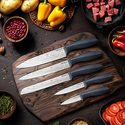 Miniatura 3 de RAXCO Juego de cuchillos de cocina de 10 piezas Soporte de acero inoxidable Diseño compacto - Gris