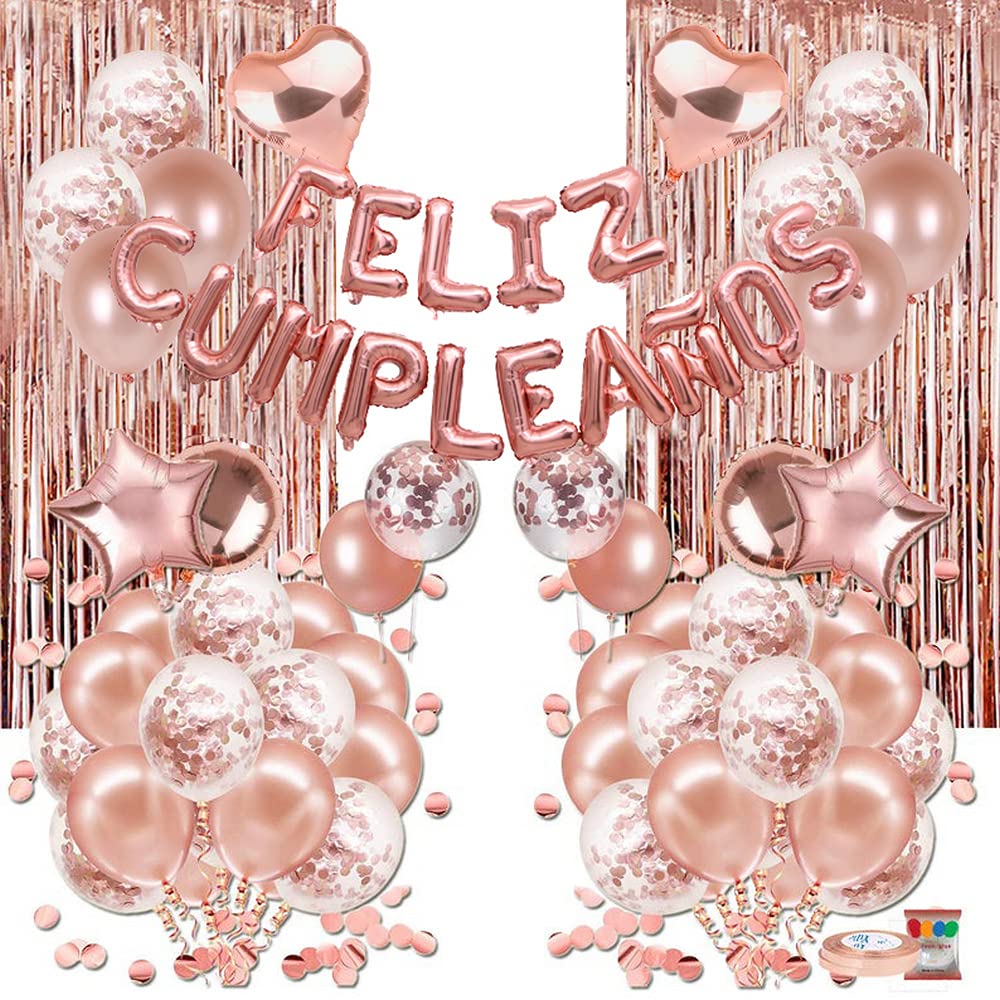Buy Rose Gold Feliz Cumpleanos Happy Birthday Spanish Party Decorations