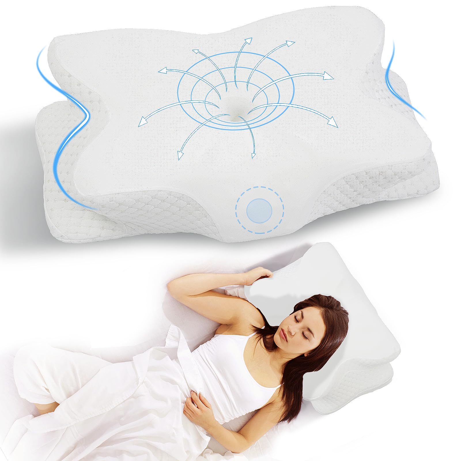 Amazon.com: Cervical Neck Pillow for Pain Relief, Ergonomic Memory