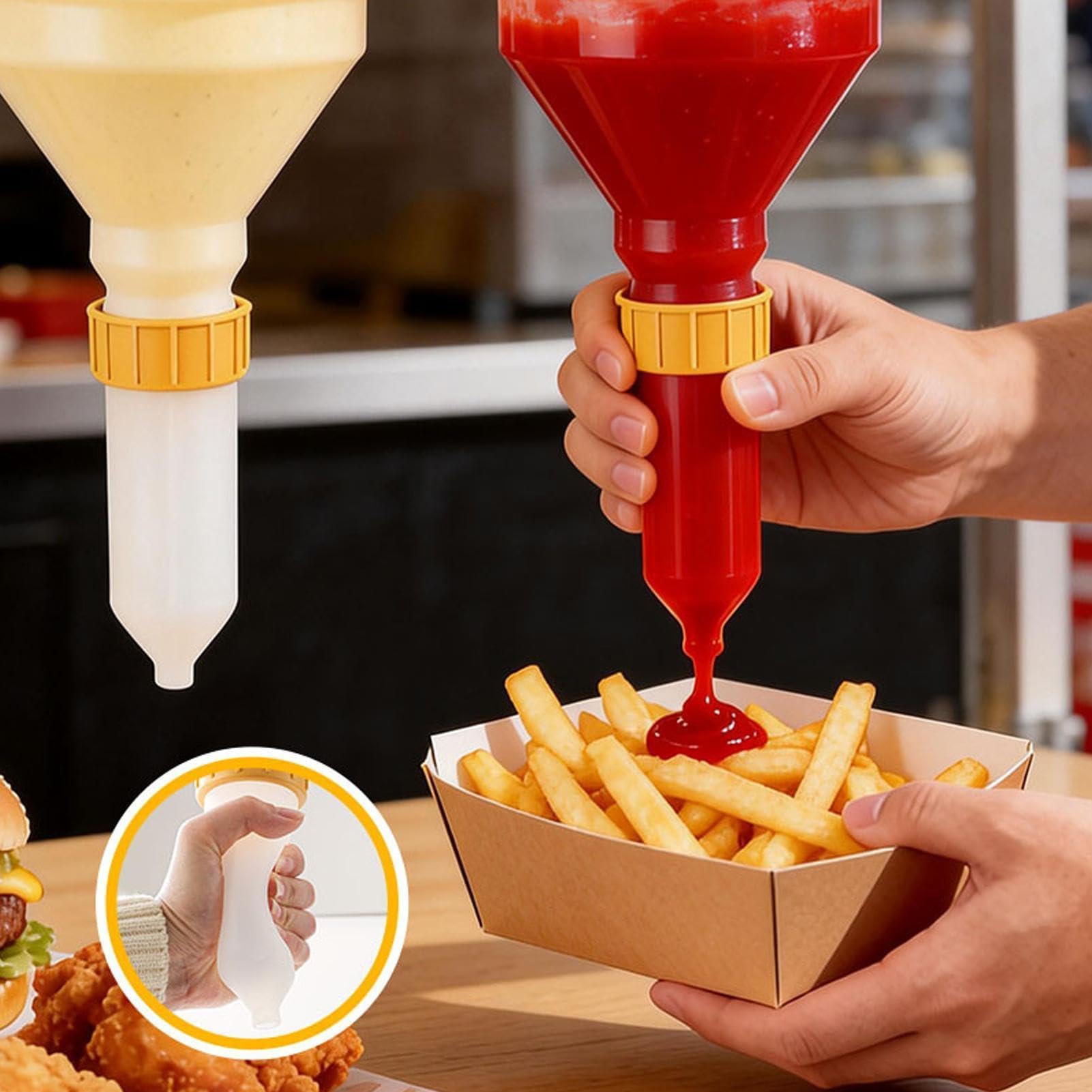Dozownik do sosów, szczelne butelki do keczupu, dressingu, syropu - idealny do domowej kuchni, restauracji, kawiarni, sklepu, na imprezę