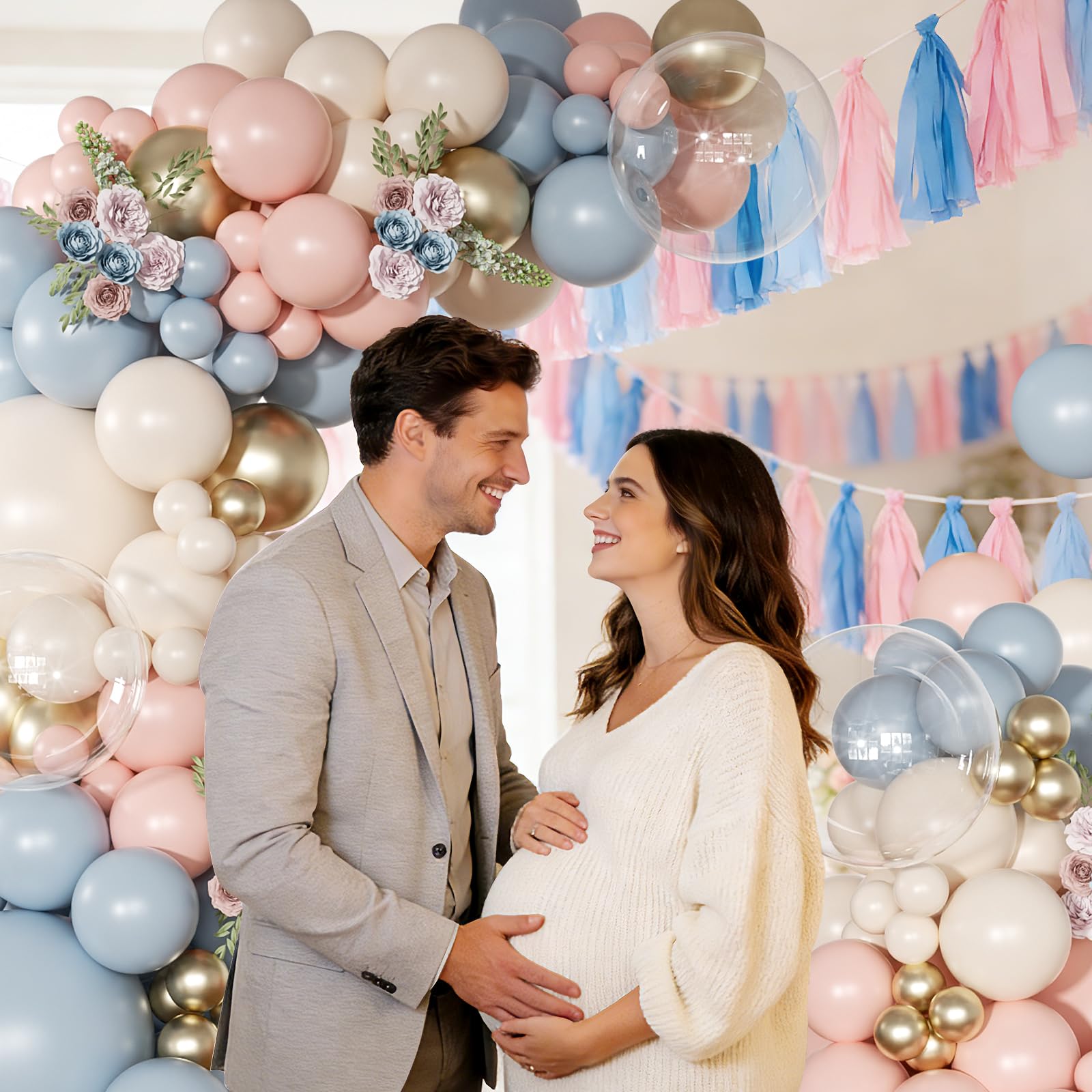 Ballongirlande, Bogen-Set, 126 Stück, Rosa, Blau, Sand, Weißgold, Luftballons für Jungen oder Mädchen, Deko, Babyparty, Boho, Junggesellinnenabschied, Hochzeit, Geburtstag, Partyzubehör
