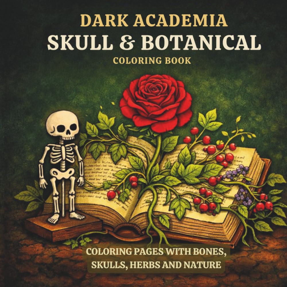 Dark Academia Mystical Botanical Coloring Book: Witchy Dark Academia Coloring Pages with Skulls, Herbs and Nature (Dark Academia Coloring Book Series for Adults and Teens)